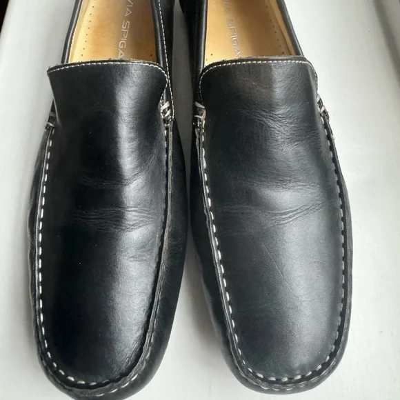 Via Spiga Size 12 men’s black loafers driving shoes - Picture 2 of 7